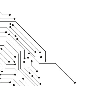 Abstract technology circuit board corner isolated on a white background