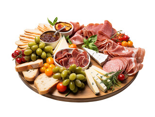 a platter of meat and cheese