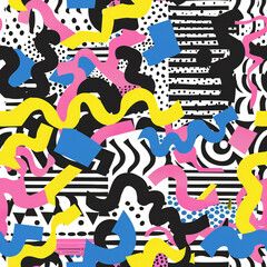 Retro seamless 1980s inspired memphis pattern background
