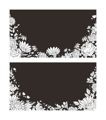 Hand Drawn Leaf and Flower Frame Background. Suitable for Wedding Invitation and Card