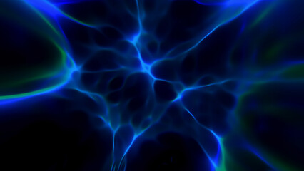 An abstract background of glowing veins of blue on black.
