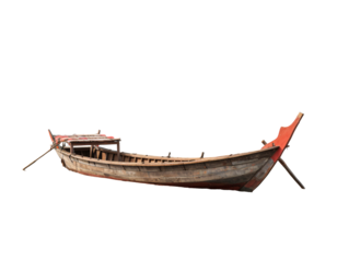 a wooden boat with a red roof