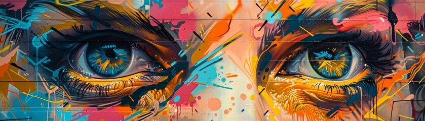 Obraz premium Close-up of an eye with vibrant abstract colors.