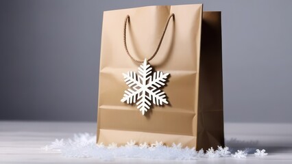 snowflake depicted on a paper bag