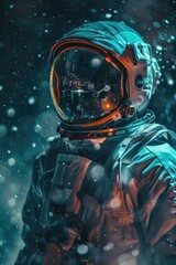 Man in Space Suit Standing in Snow