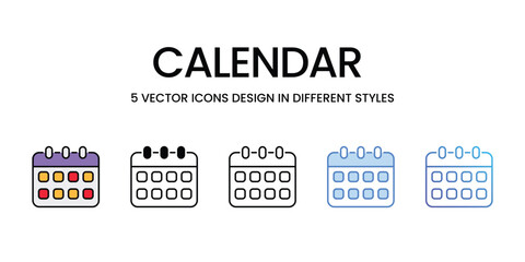 Calendar icons vector set stock illustration.