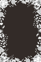 Hand Drawn Leaf and Flower Frame Background. Suitable for Wedding Invitation and Card