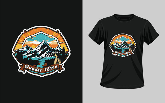 t shirt design, mountain t shirt design.