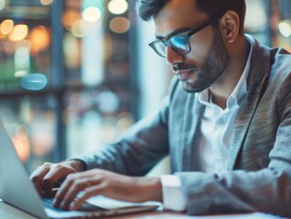 Man Typing on Laptop