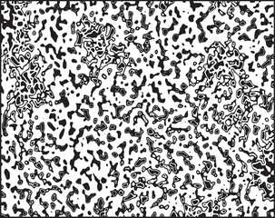 Leopard-style camouflage, or a messy amoeba-like white cut-out texture on black baclground.