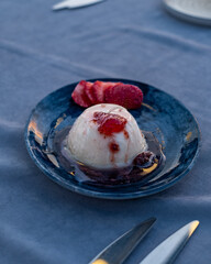 Strawberry ice cream desert 