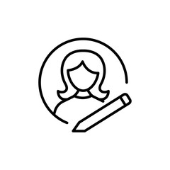 Edit profile outline icons, minimalist vector illustration ,simple transparent graphic element .Isolated on white background