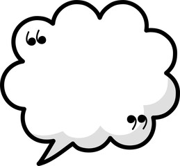 Black and white color speech bubble balloon with quotation marks, icon sticker memo keyword planner text box banner, flat png transparent element design