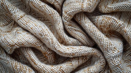 Fototapeta premium Beige melange knitting fabric textured background