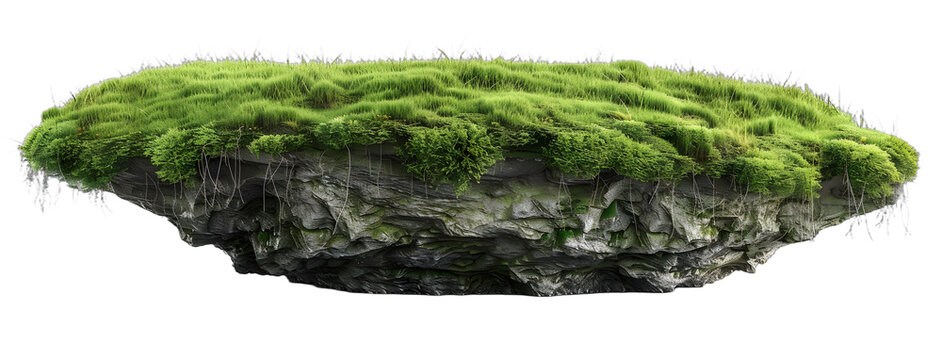 [Transparent Background PNG]Floating island of grass and rock