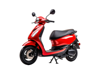 a red scooter with black seat
