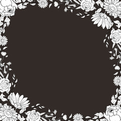 Hand Drawn Leaf and Flower Frame Background. Suitable for Wedding Invitation and Card