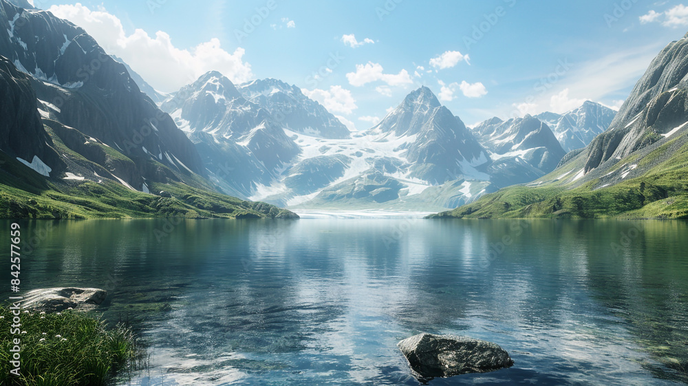 Wall mural lakes with clear waters surrounded by high peaks - Wall murals