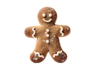 a gingerbread man with white icing