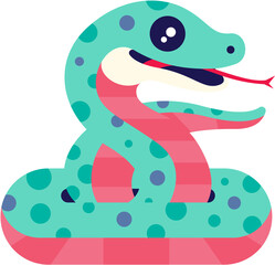 Big eyes snake character flat design. Chinese New Year zodiac sign, year of the snake 2025.