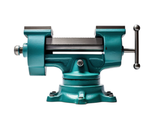 a blue and grey metal vice