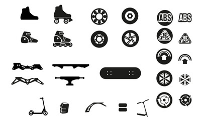 Vector Icons for skates, skateboards, scooters © Carlos