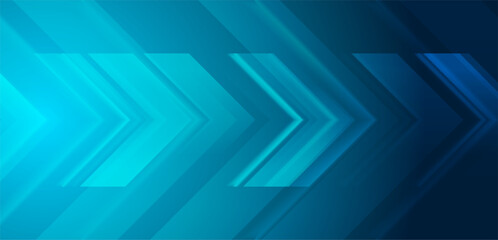Obraz premium Technology abstract background with bright blue arrows. Abstract geometric vector design