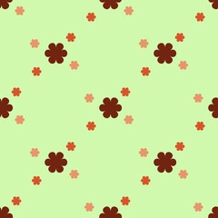 Seamless red flowers pattern with small orange and pink flowers