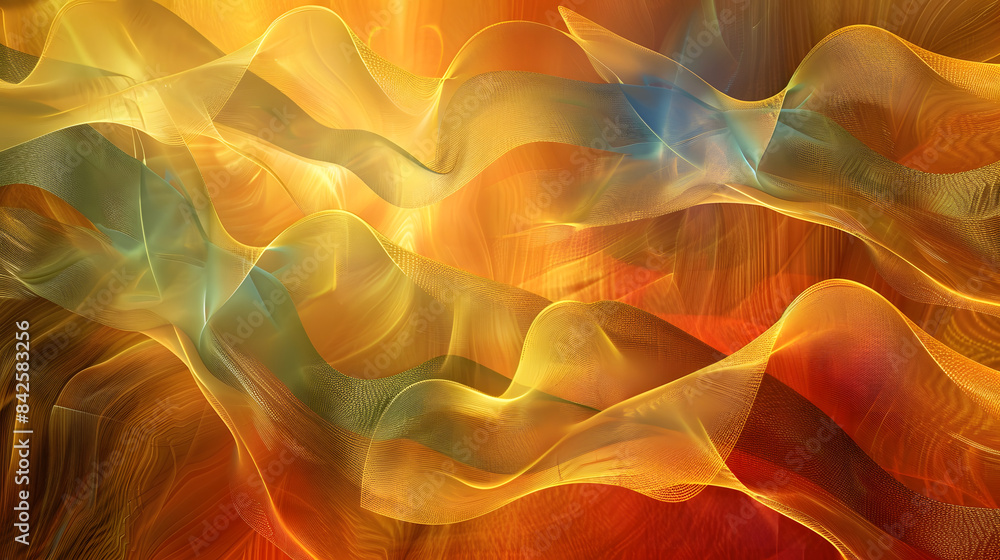 Poster abstract golden background with colourful waves and lines. composition for design or presentation. d