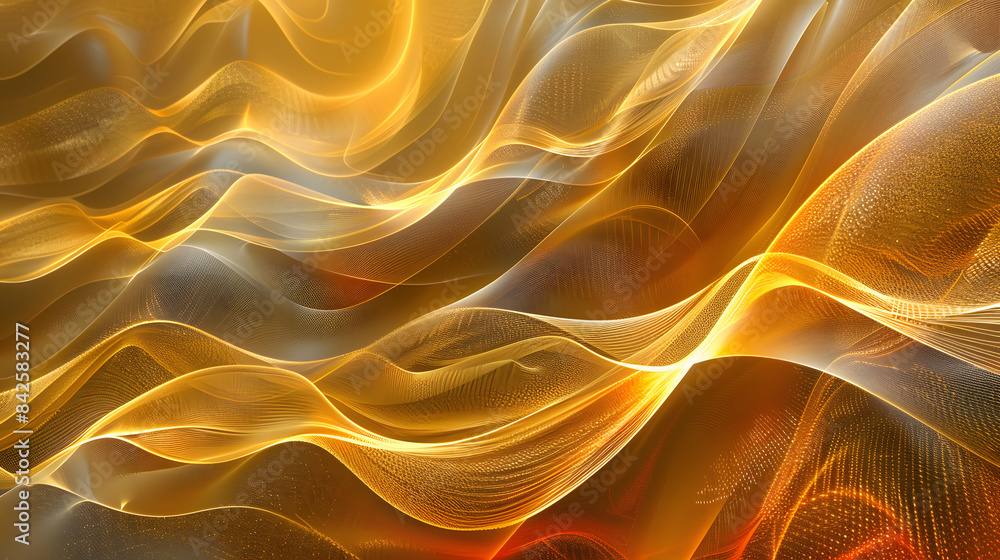 Poster abstract golden background with colourful waves and lines. composition for design or presentation. d