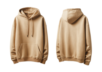 Sand hoodie front and back view, hoodie mockup, png isolated background