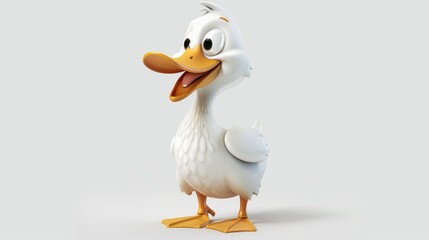 Obraz premium A 2d image of a cartoon duck on a white background is ready for illustration