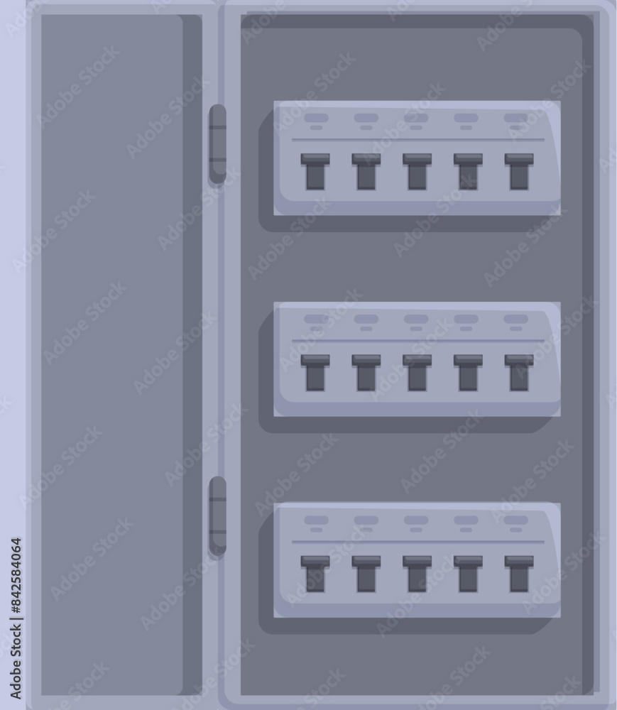 Aufkleber grey metallic electrical switchboard containing circuit breakers is used to control and distribute e