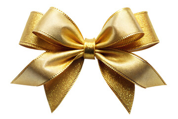 Gold bow on white background