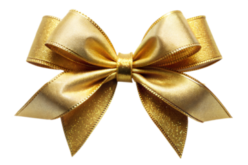 Gold bow on white background