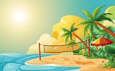 Obraz premium Summer beach scene Illustration background