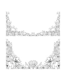 Hand Drawn Leaf and Flower Frame Background. Suitable for Wedding Invitation and Card