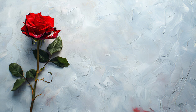 red rose on the grunde grey background