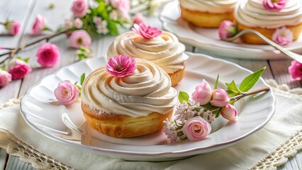Scrumptious Vanilla Cupcakes Decorated With Pink Frosting And Edible Flowers. Perfect For A Special Occasion!