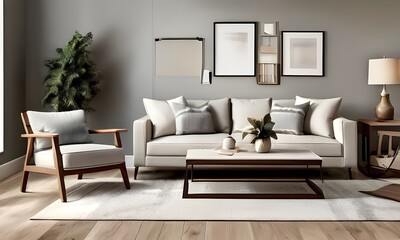 Modern living room interior - 3d render