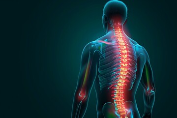 Human spinal column X-ray illustration