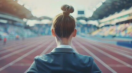 Athlete Ready Compete Track Field Event Stadium Focus Determination