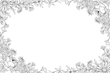 Fototapeta premium Hand Drawn Leaf and Flower Frame Background. Suitable for Wedding Invitation and Card