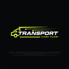 truck trailer transport logistics, delivery, express, cargo company, fast shipping, design template logo illustration silhouette, emblem isolated on dark