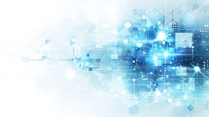 Abstract digital technology background with lines, circuits and glowing dots, for modern presentations, websites, social media, or marketing materials.