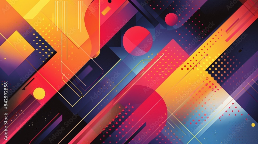 Wall mural abstract geometric background with bold colors and dynamic shapes