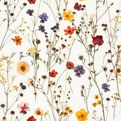 Naklejka premium pressed flower colorful pattern texture wallpaper on white background, ai