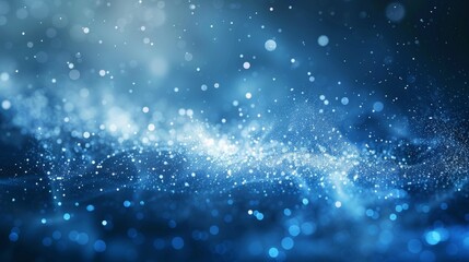 Fototapeta premium Abstract Blue Background with Bokeh Lights and Sparkling Dust Particles