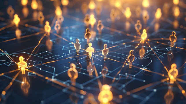 Network of business contacts and connections, symbolizing professional networking, corporate relationships, and strategic partnerships