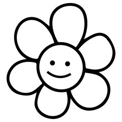 Flower lines, smiley face, no background.